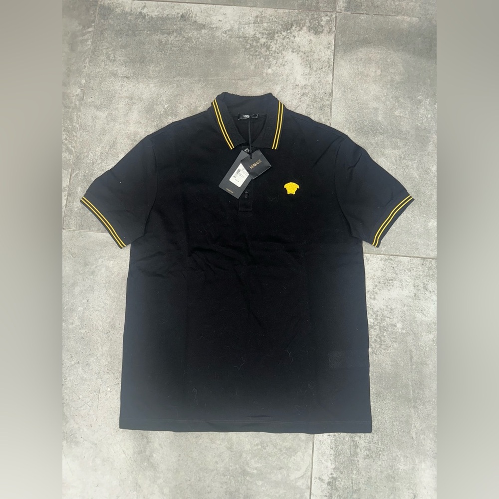 Versace Black Polo with Yellow Trim